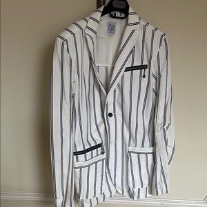 Diesel White and Blue Sport Coat with Notched Lapel